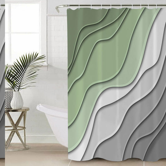Sage Green Grey Ombre Shower Curtain Set 72x84