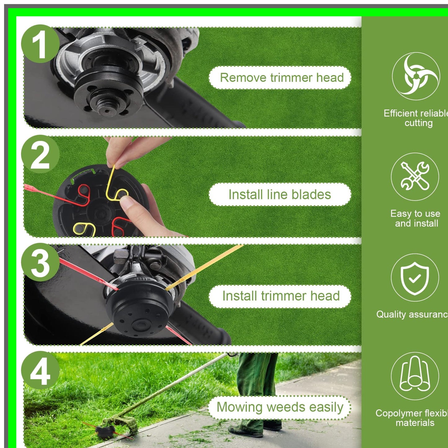 Durable 60 Pack Flexible Trimmer Blades for Efficient Lawn Care