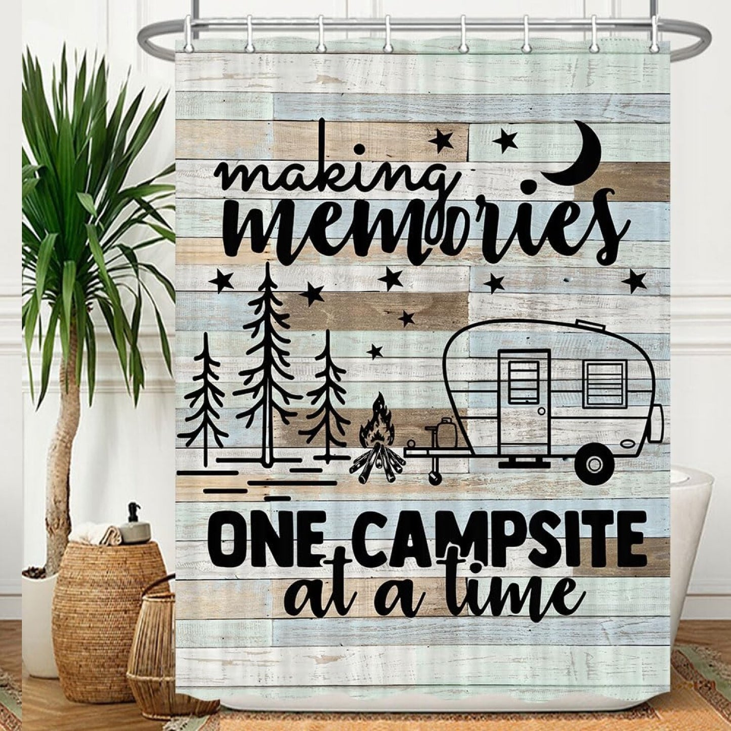 Retro Rustic Wood Shower Curtain 47x64 inches