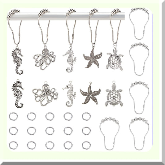 10 Pieces Marine Animal Shower Curtain Hooks