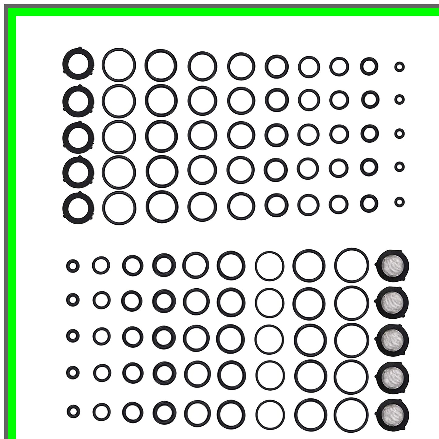High Pressure Washer O Ring Replacement Kit for Pumps and Hoses, 100 Pieces