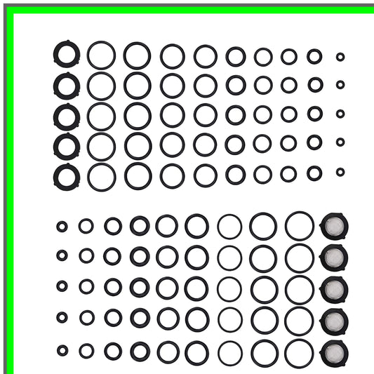 High Pressure Washer O Ring Replacement Kit for Pumps and Hoses, 100 Pieces