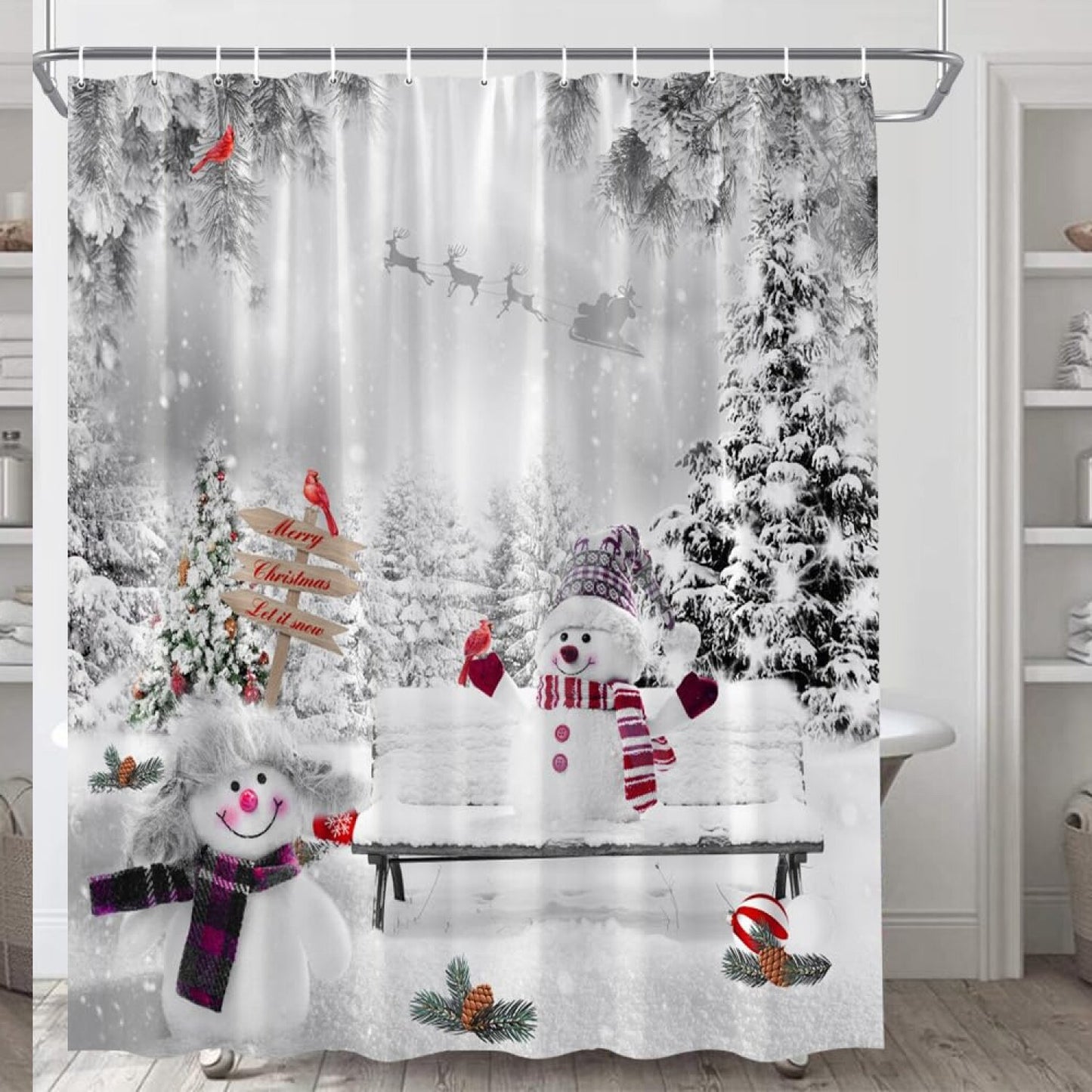 Winter Grey Forest Shower Curtain 70x70 inches