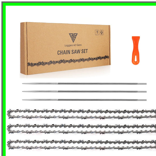 16 Inch Chainsaw Chain Set 3 Pack 3/8 LP 050" 56 Drive Links Compatible with Major Brands