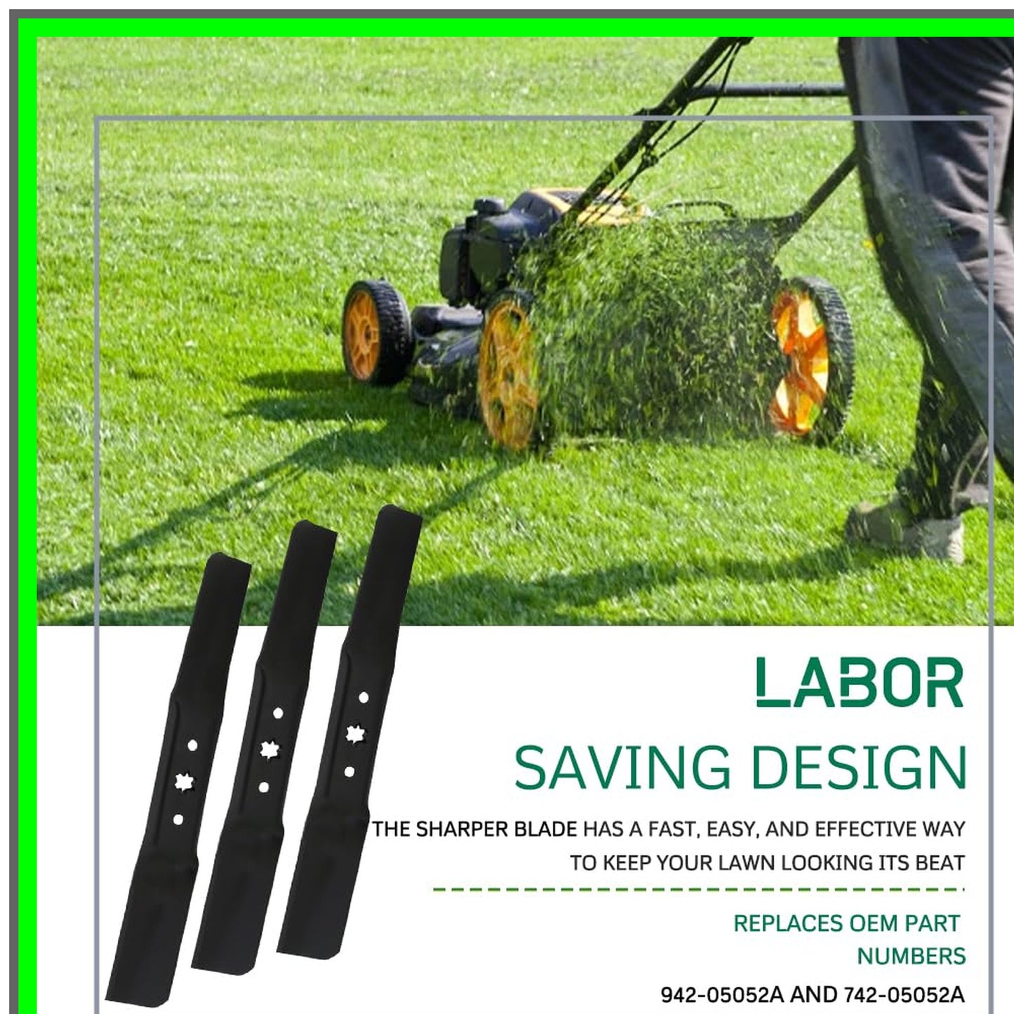 Efficient 3 Blade Mower Replacement Set for 50 Inch MTD Cub Cadet Troy-Bilt