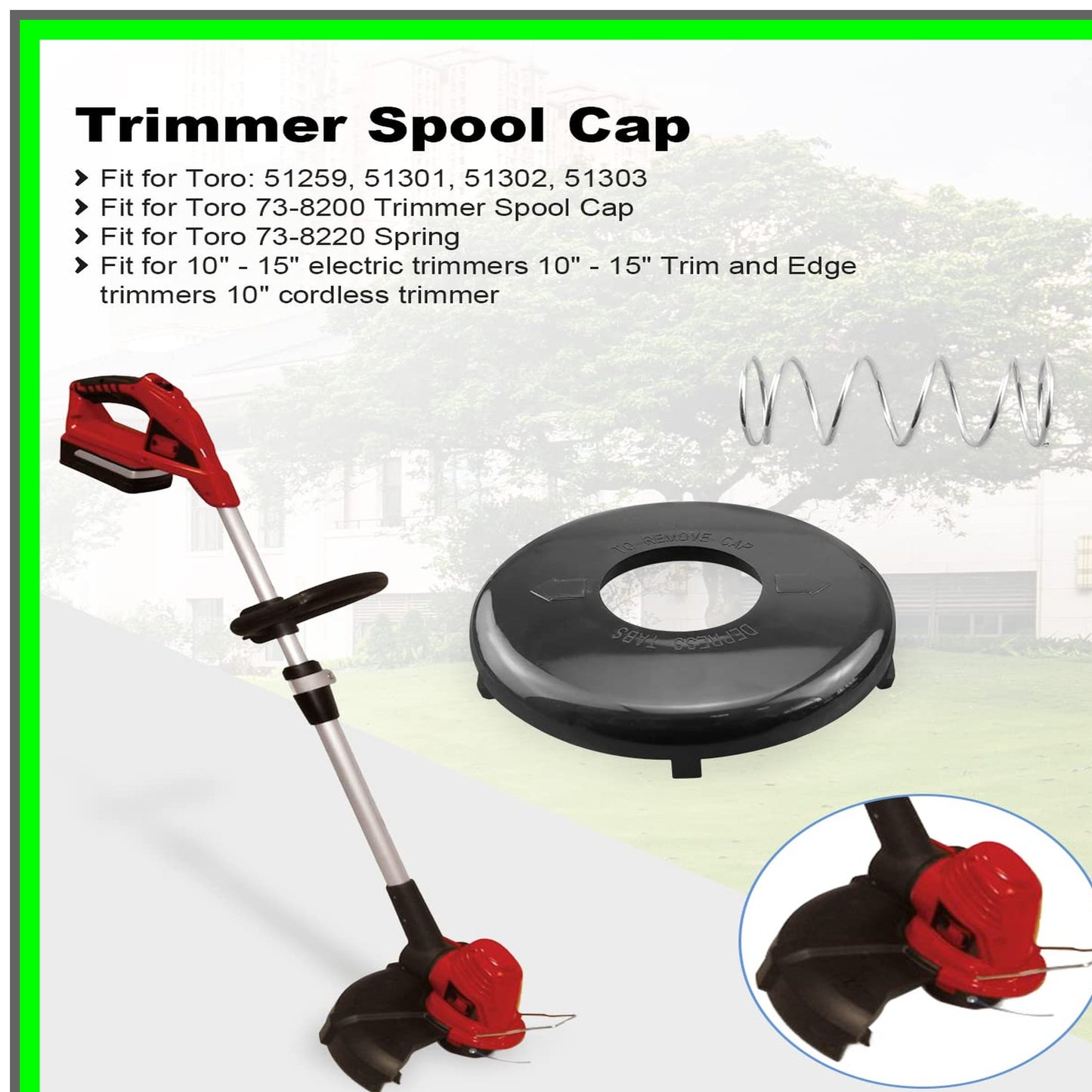 Toro Trimmer Spool Cap and Spring Set for 10"-15" Electric Models