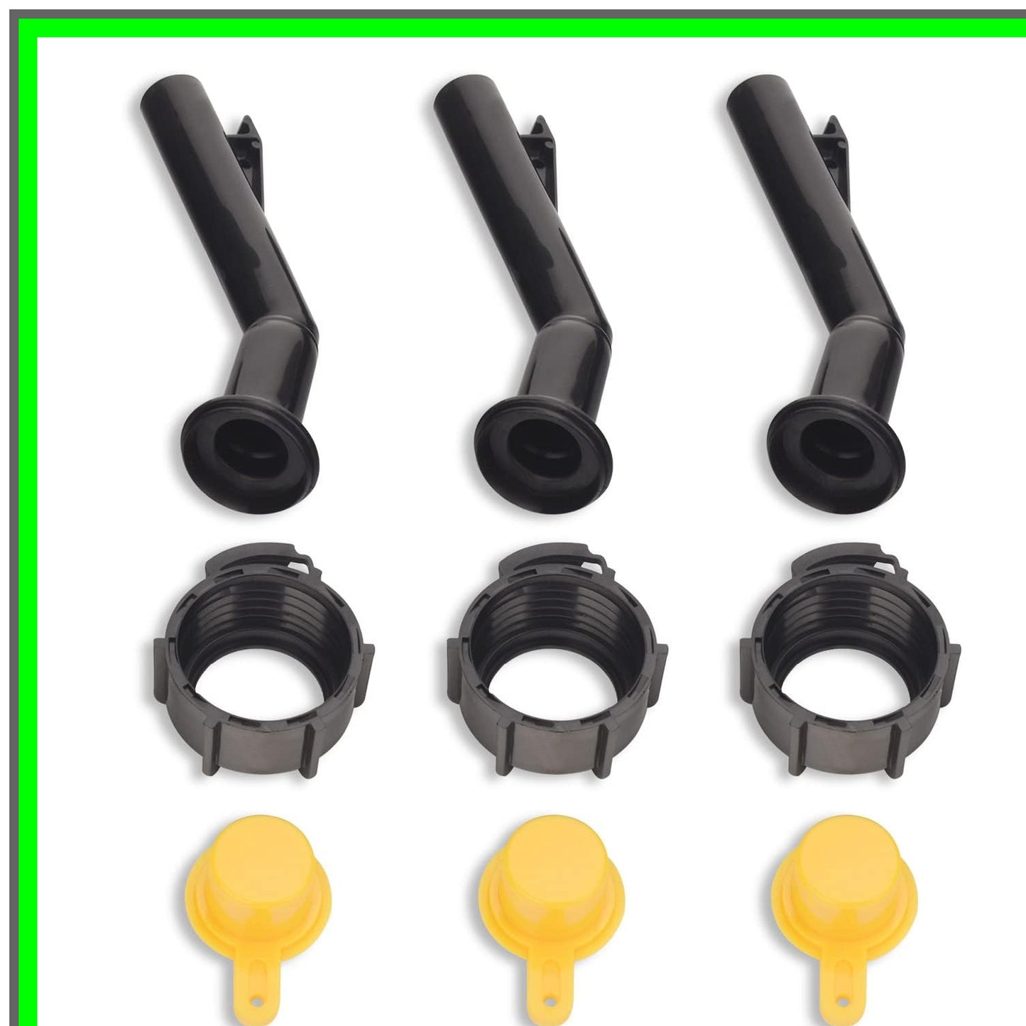 Fuel Gas Can Spouts Nozzles with Rings and Caps - 3 Pack Replacement Set