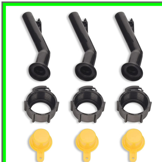 Fuel Gas Can Spouts Nozzles with Rings and Caps - 3 Pack Replacement Set