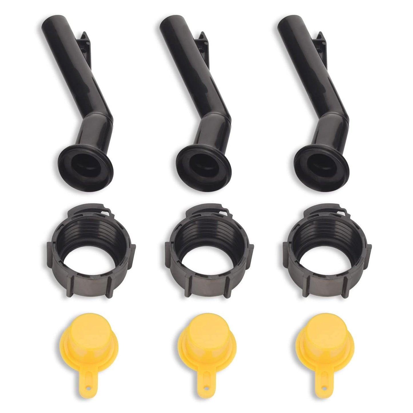 Fuel Gas Can Spouts Nozzles with Rings and Caps - 3 Pack Replacement Set