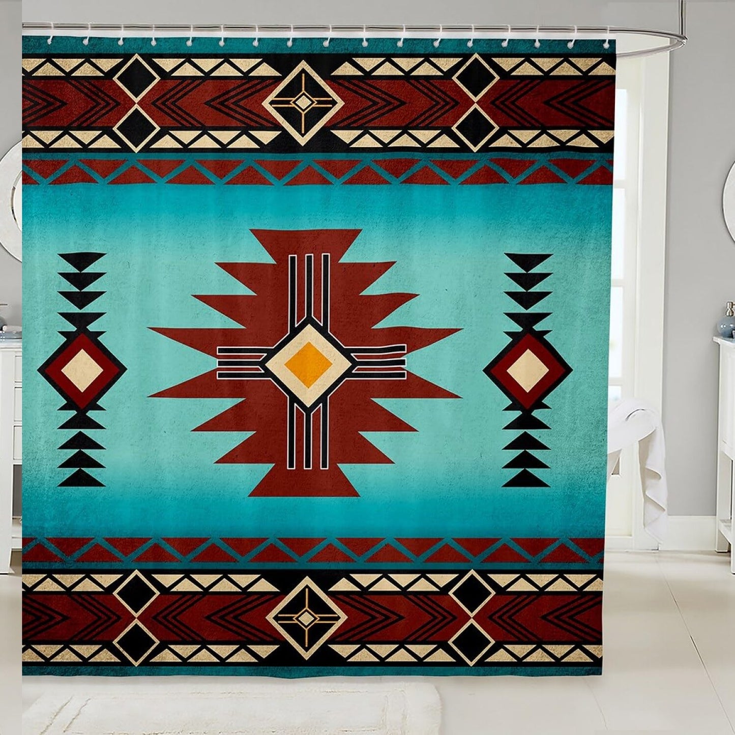 Southwest Geometric Aztec Tribal Shower Curtain 72x72