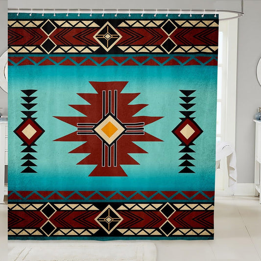 Southwest Geometric Aztec Tribal Shower Curtain 72x72