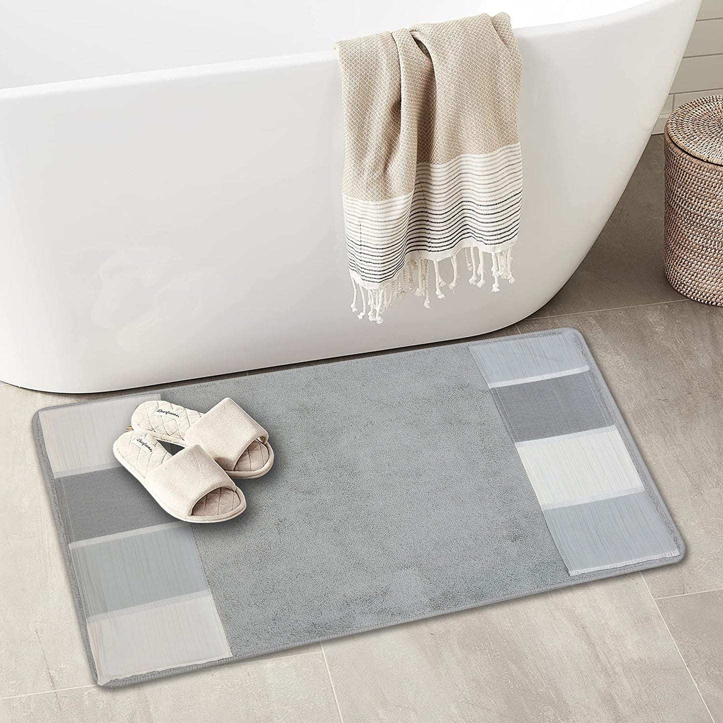 Modern Line Bathroom Rug Non-Slip Quick-Dry Bath Mat
