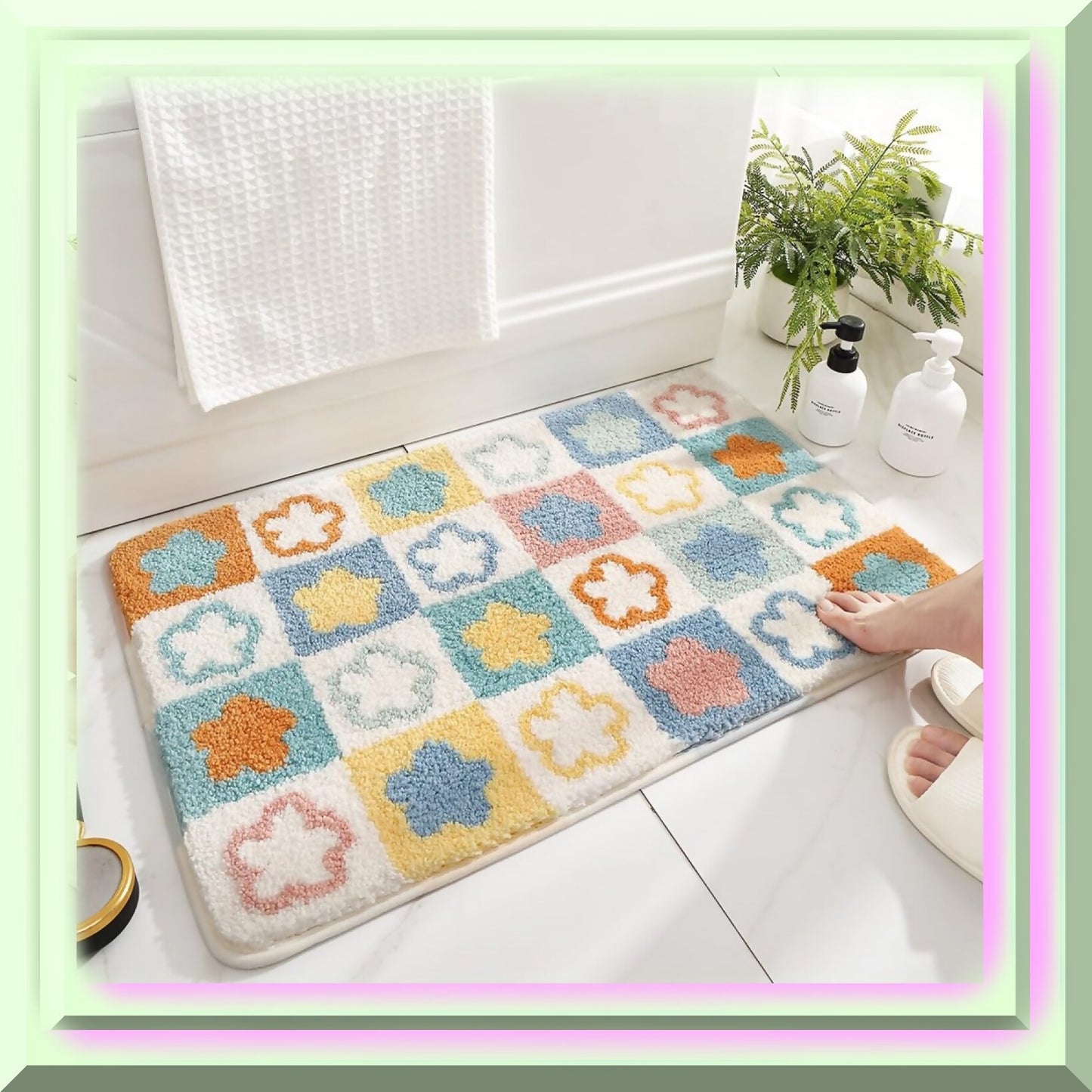 Floral Microfiber Bath Mat 16" x 24"