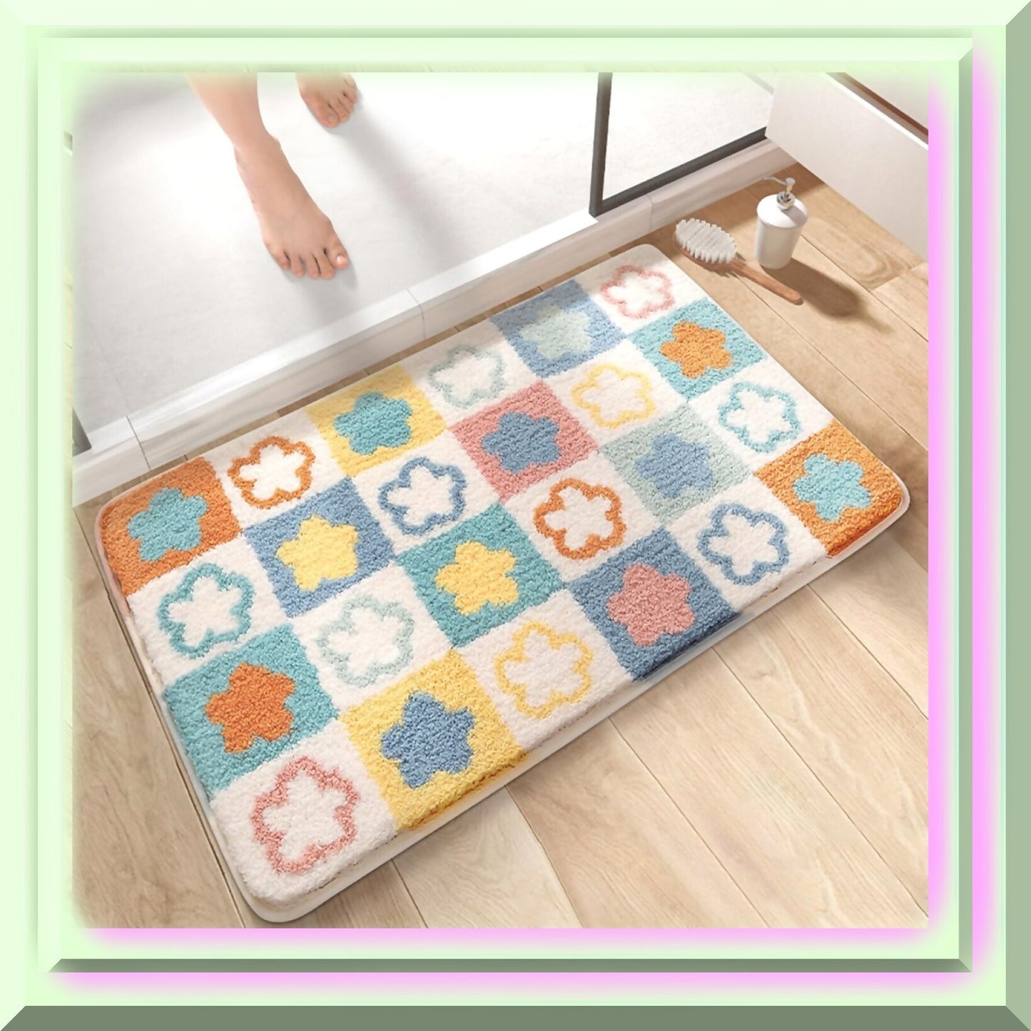 Floral Microfiber Bath Mat 16" x 24"