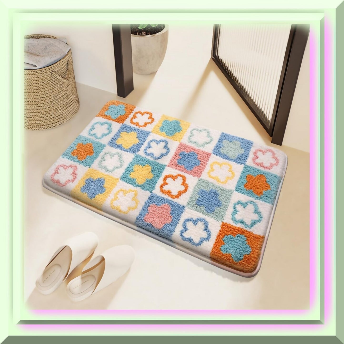 Floral Microfiber Bath Mat 16" x 24"