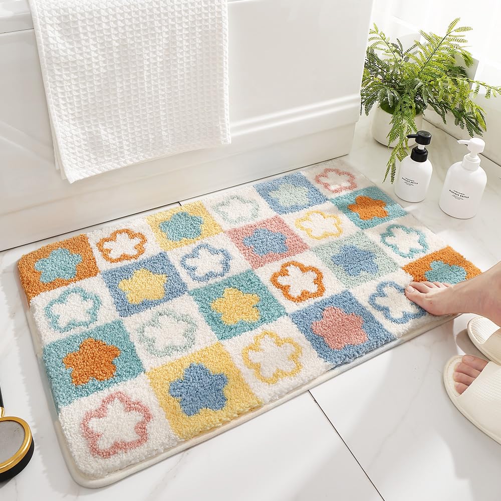 Floral Microfiber Bath Mat 16" x 24"