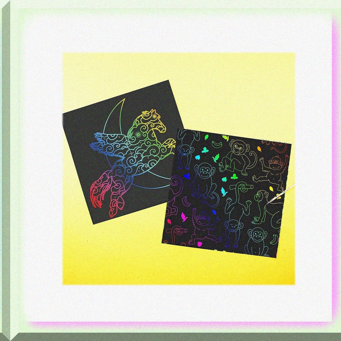 Art and Scratch Art Kit 126 Pieces Assorted Colors