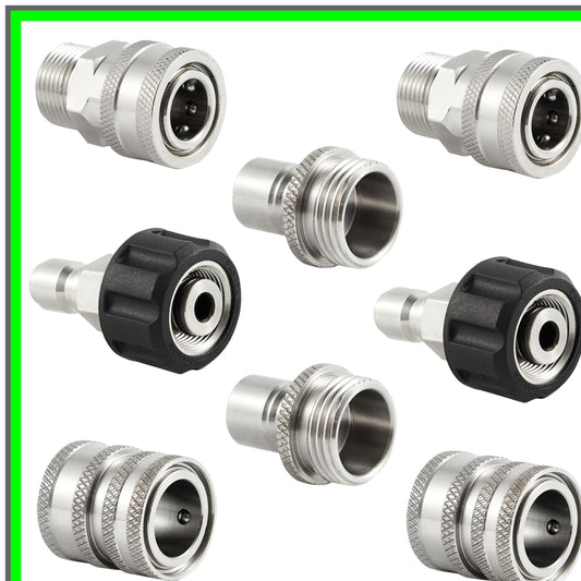 Stainless Steel Quick Connect Kit for Pressure Washers, 8 Pack Fittings