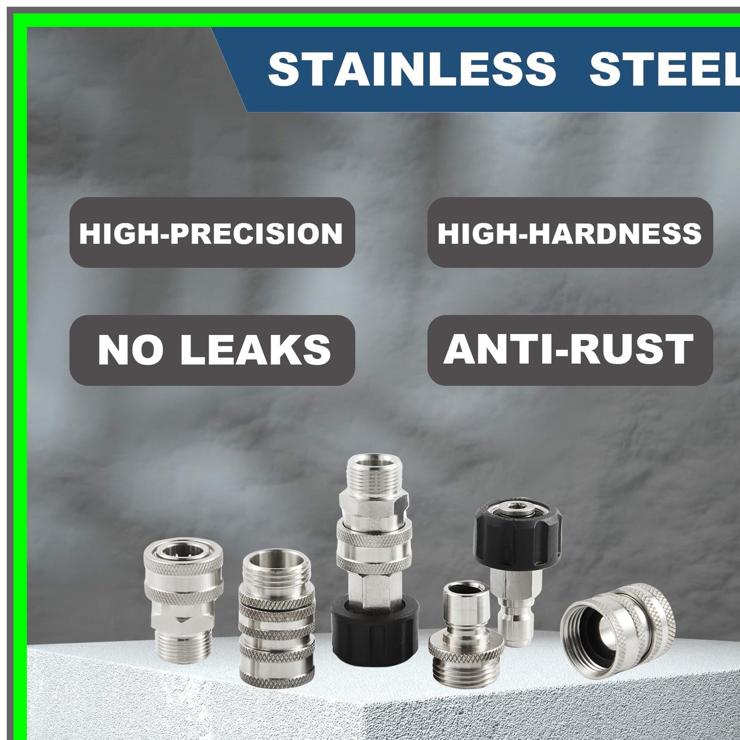 Stainless Steel Quick Connect Kit for Pressure Washers, 8 Pack Fittings