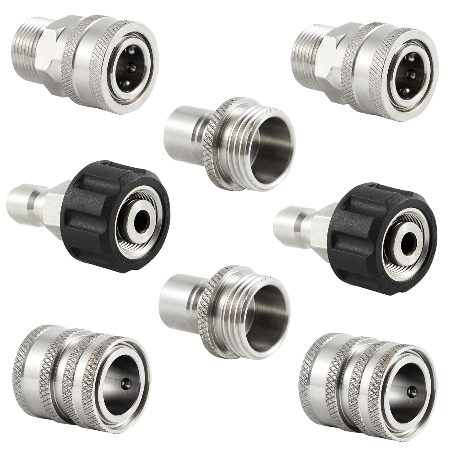 Stainless Steel Quick Connect Kit for Pressure Washers, 8 Pack Fittings