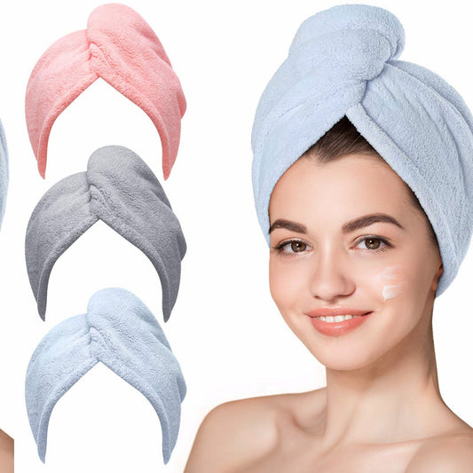 Microfiber Hair Towel 3 Pack for Wet Hair