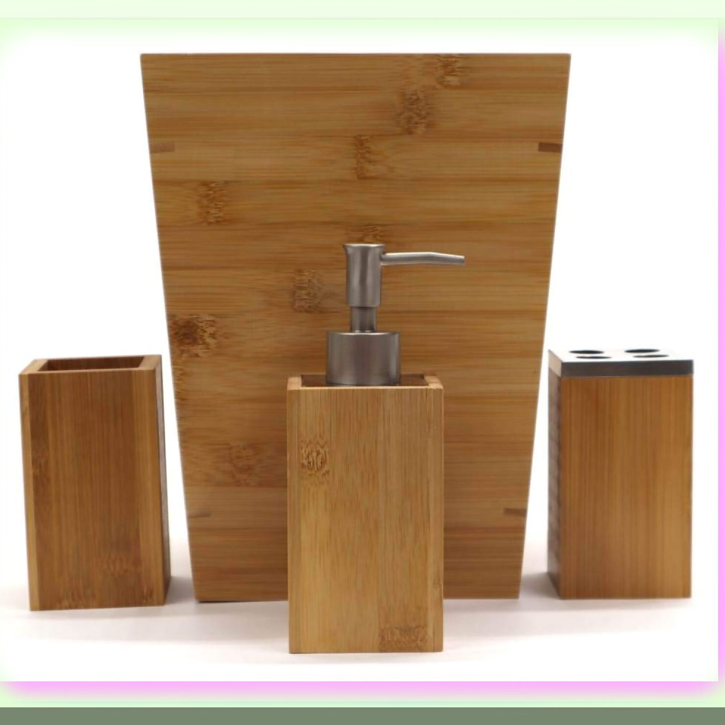 Bamboo 4 PC Bathroom Accessory Set