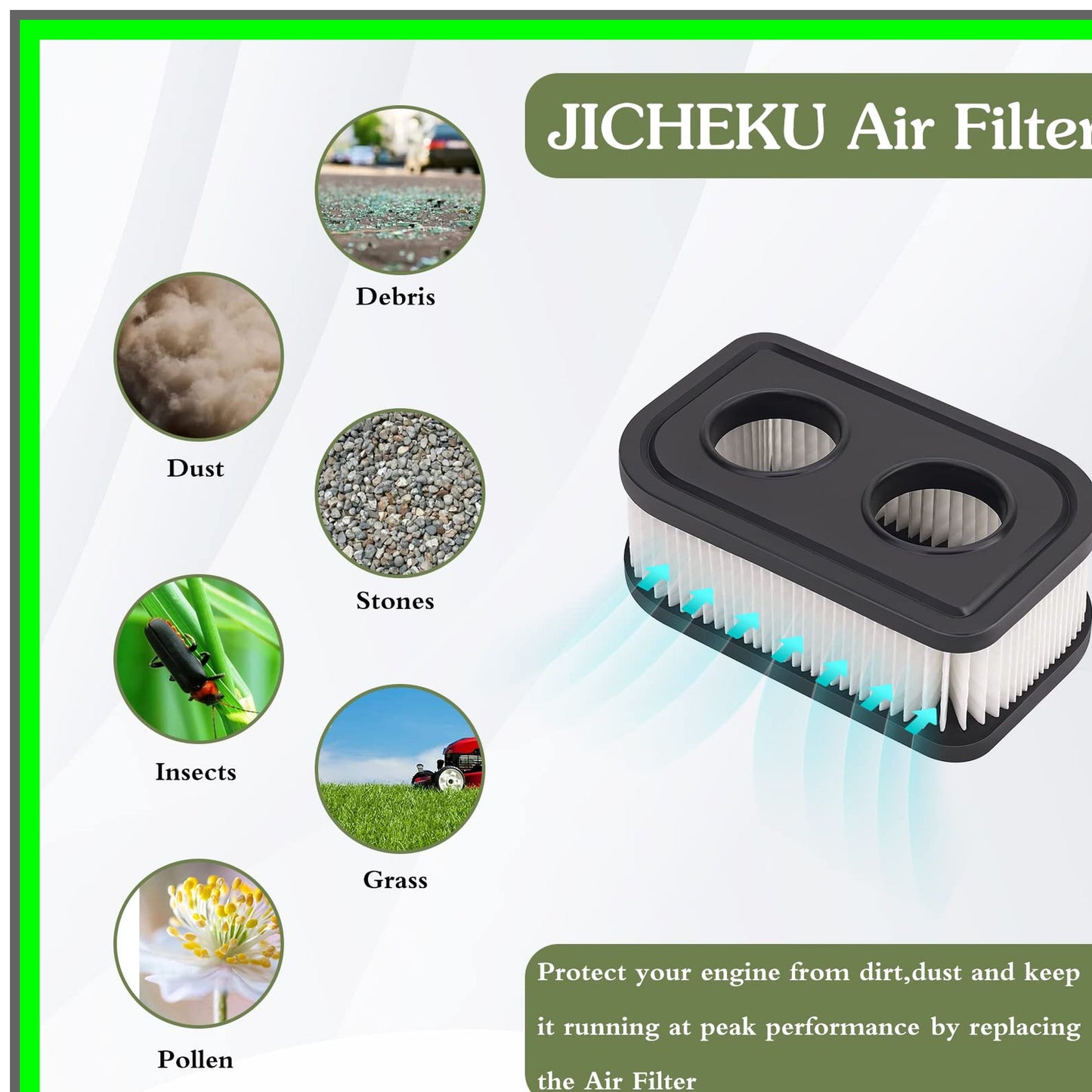 High-Performance Lawn Mower Air Filter Set for Engine Efficiency 2 Pack