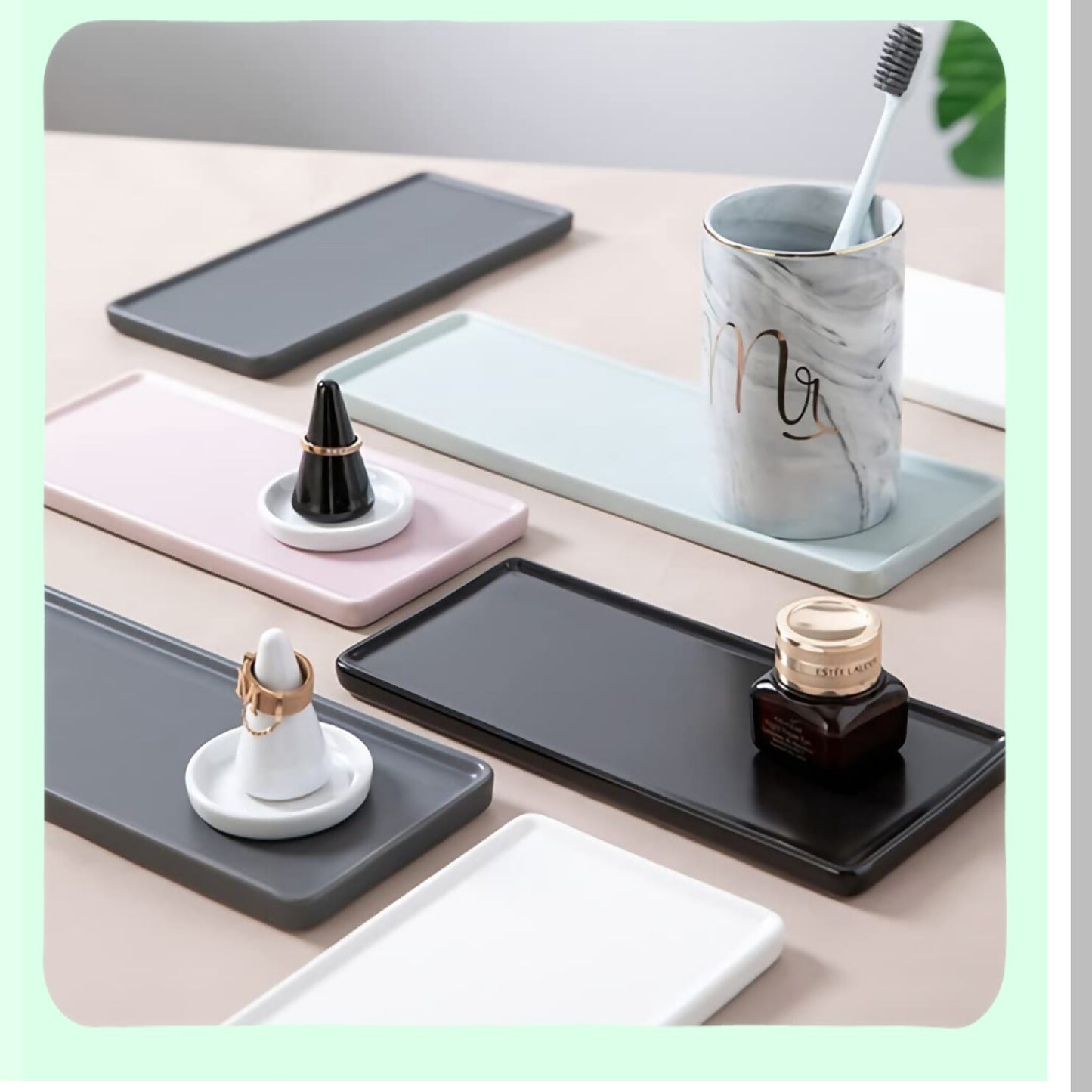 Ceramic Bathroom Sink Tray Pink 10.4"