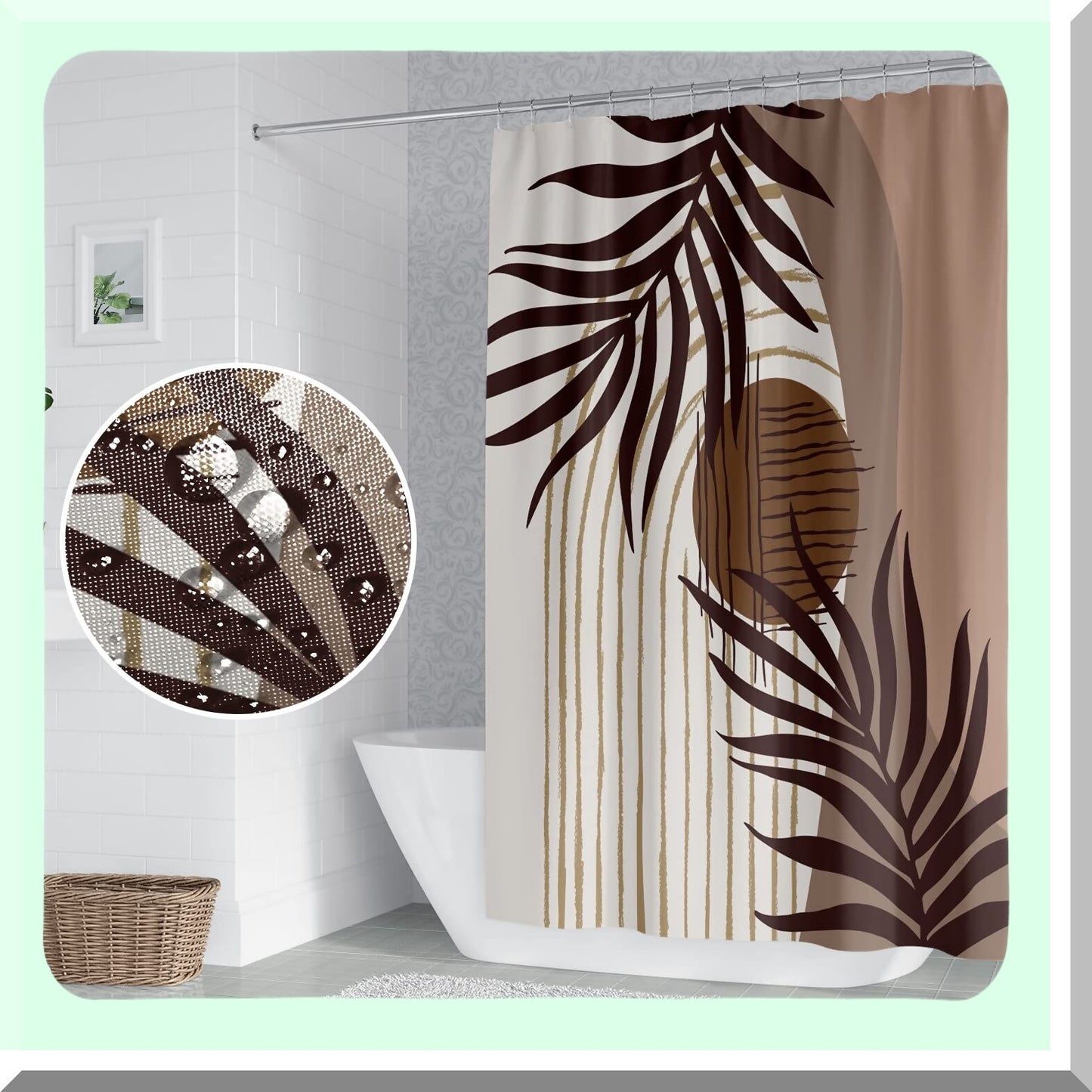 Abstract Boho Shower Curtain 72x72 Inch with Hooks