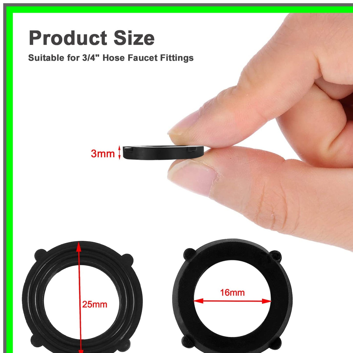 Universal Garden Hose Washer Seals for 3/4 Inch Faucets - 36 Pack