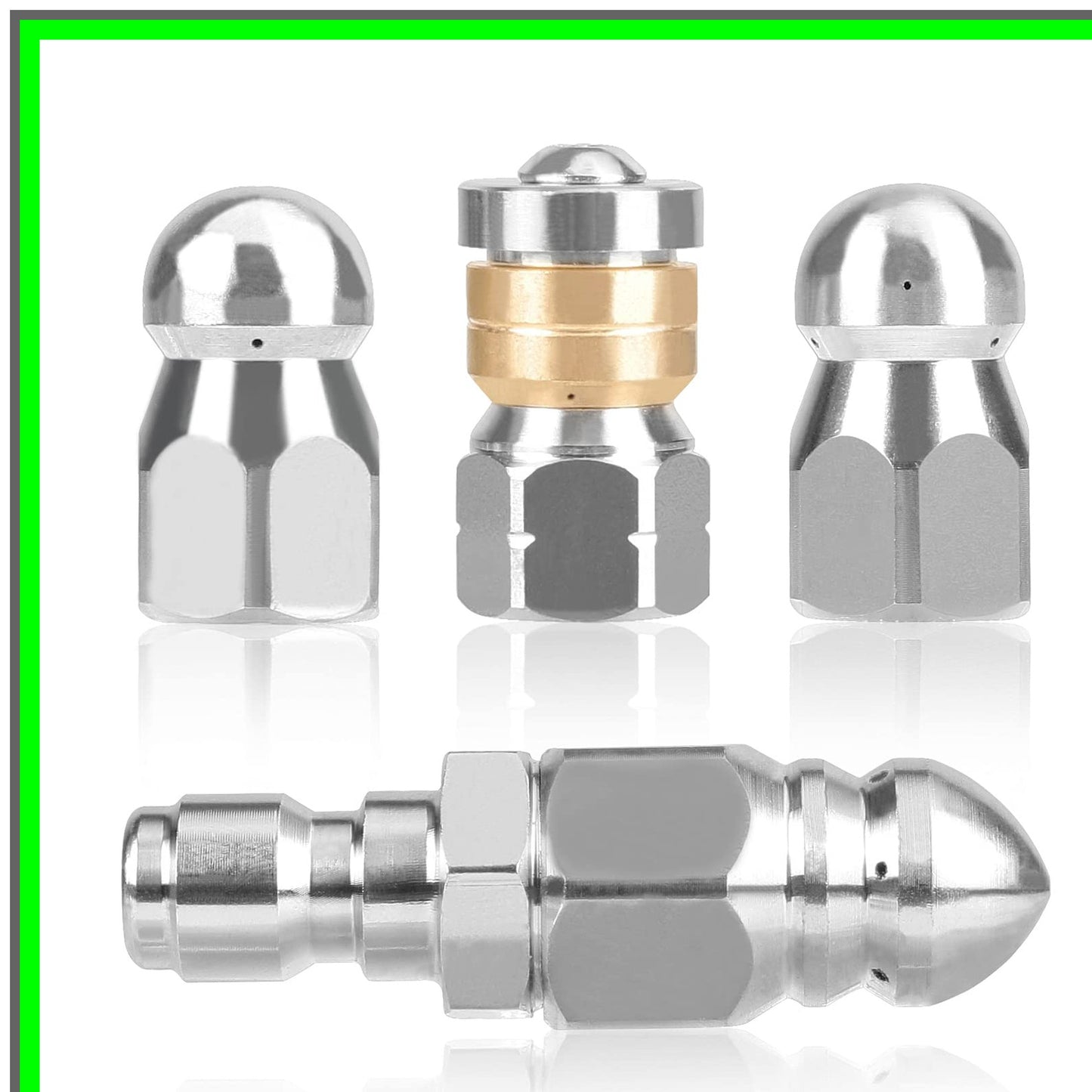 Stainless Steel Pressure Washer Sewer Jetter Nozzle Set with Quick Connect