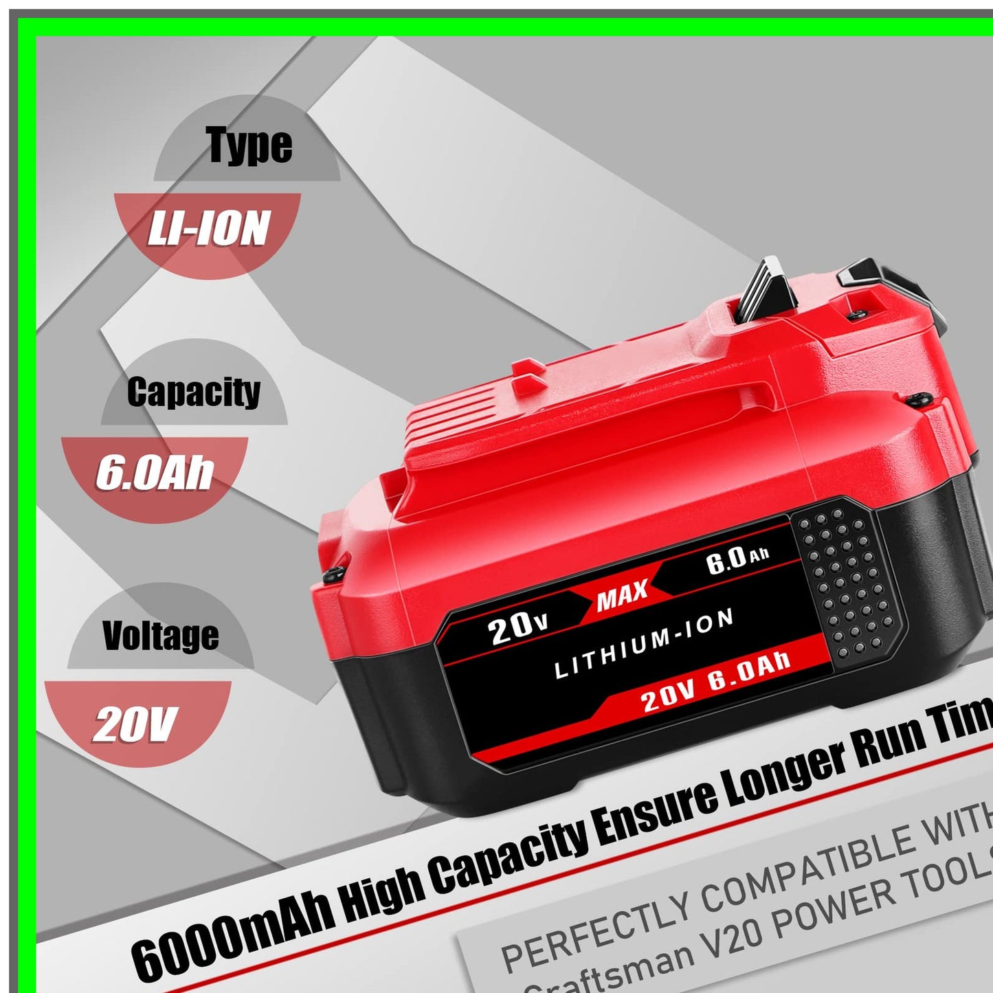 20V 6.0Ah Lithium Ion Replacement Battery for CMCB Series Tools