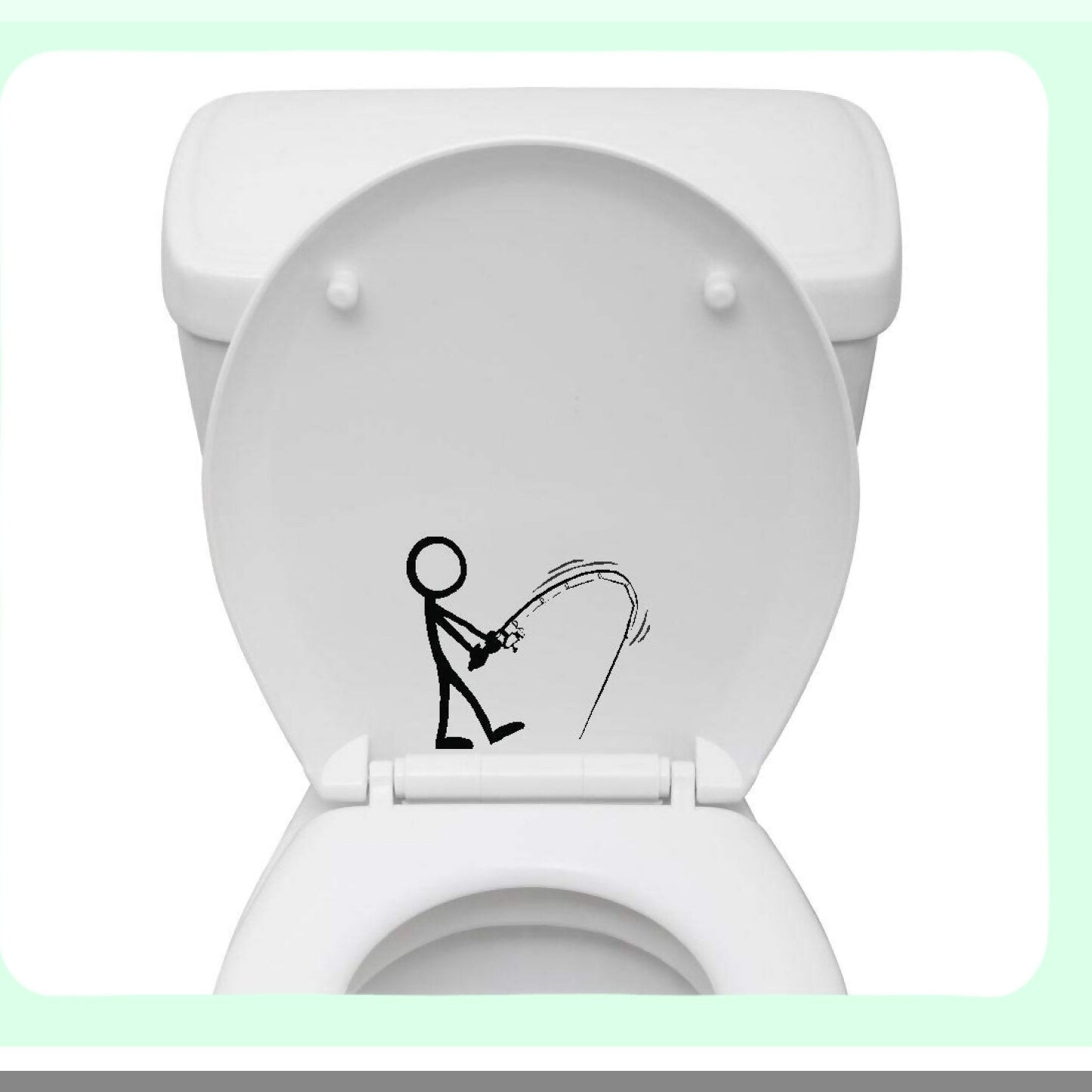 Bathroom Stick Figure Fishing Decal 6"x5" Matte Black