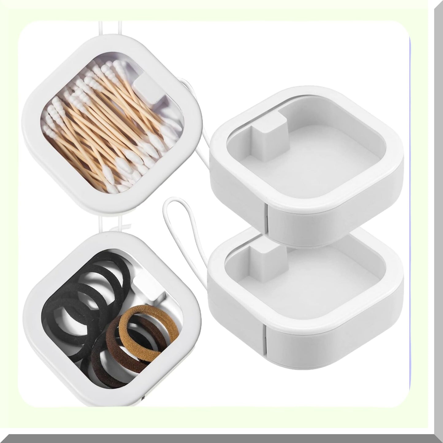 2pcs White Hair Tie Organizer and Qtip Holder