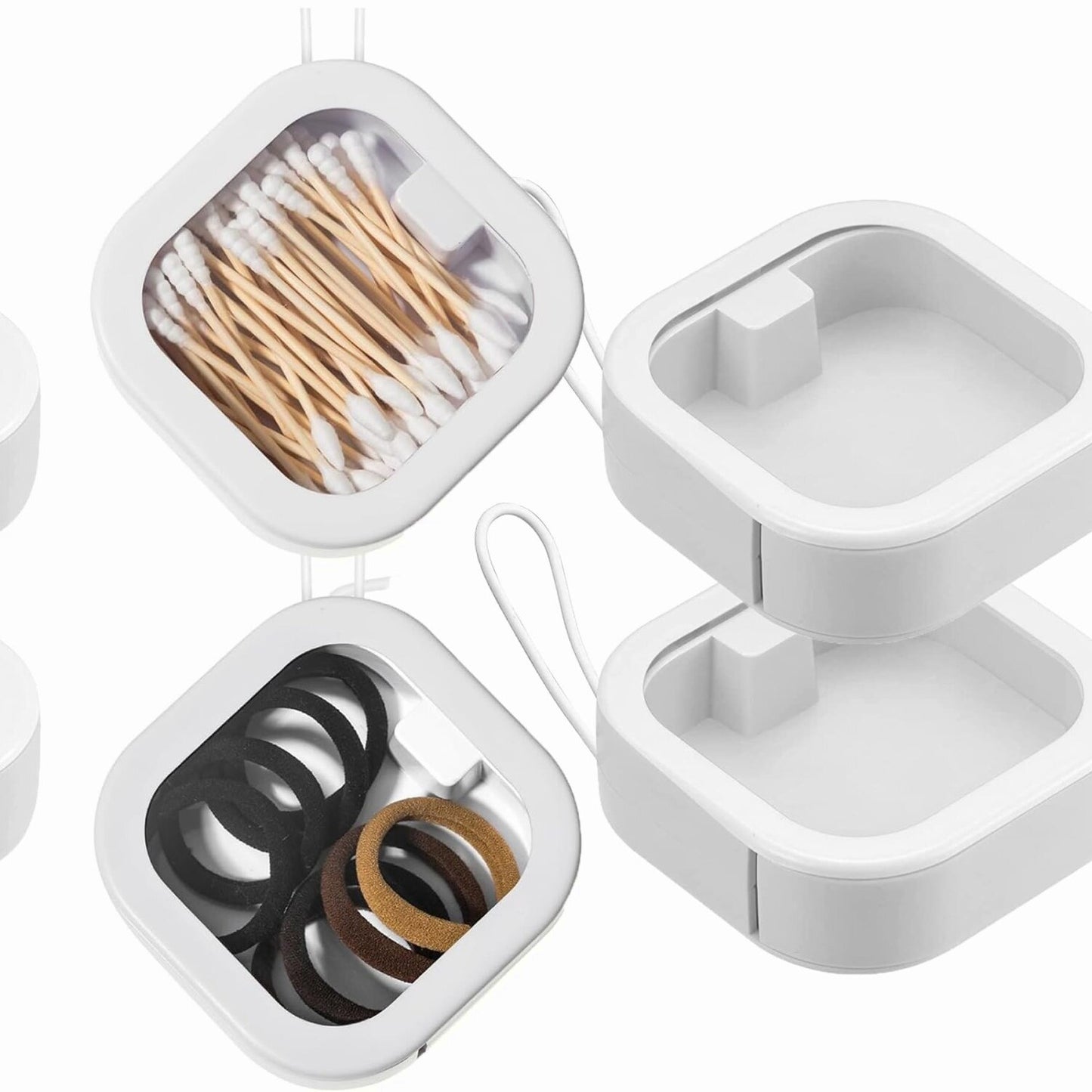 2pcs White Hair Tie Organizer and Qtip Holder