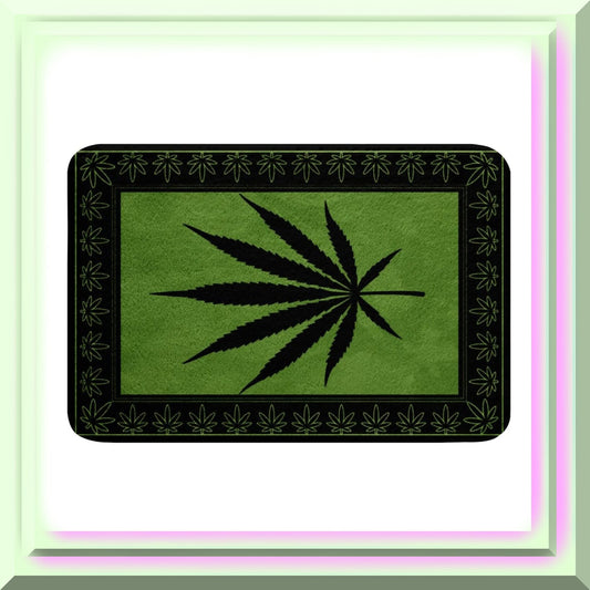 Marijuana Leaf Shaggy Absorbent Floor Mat 20"x32"