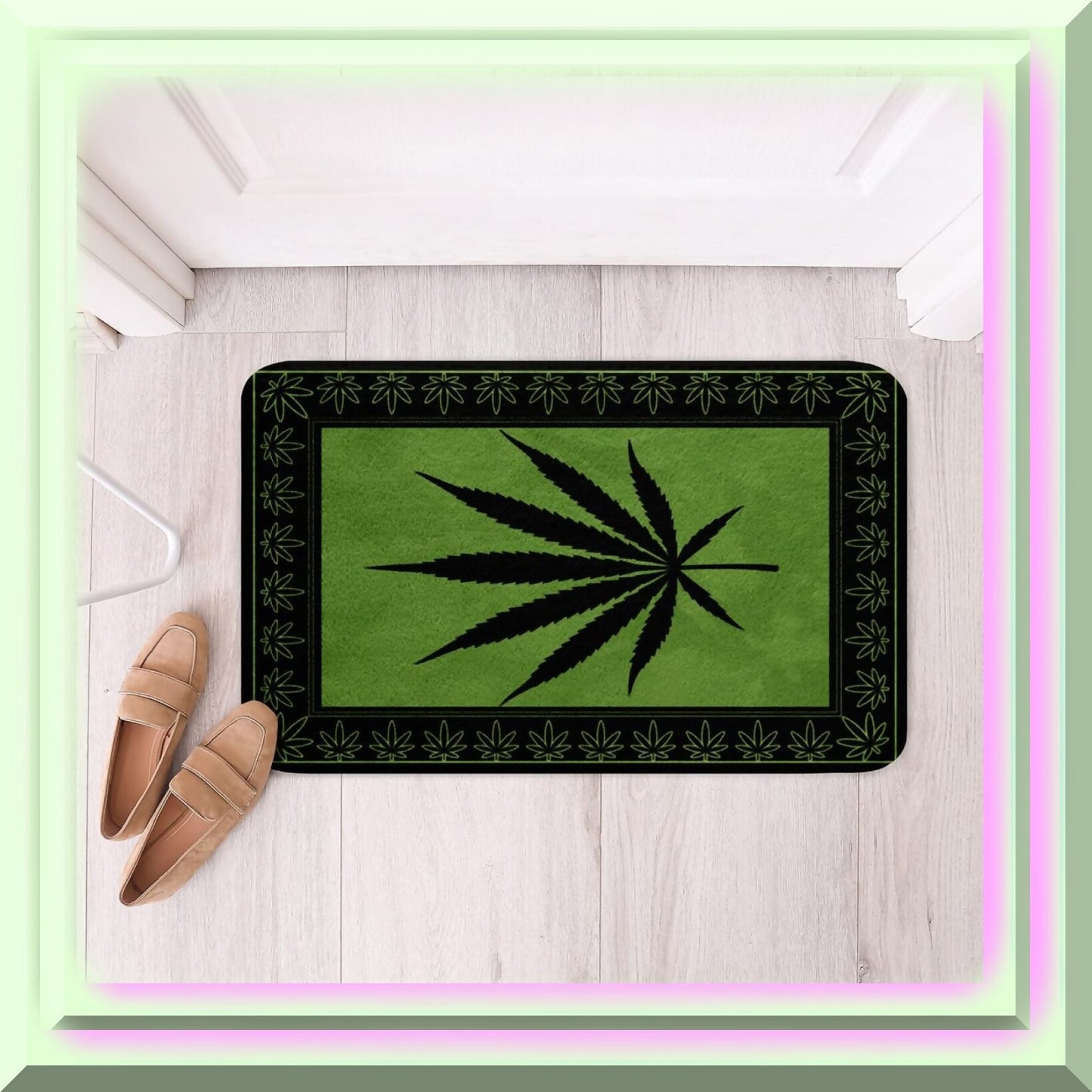 Marijuana Leaf Shaggy Absorbent Floor Mat 20"x32"