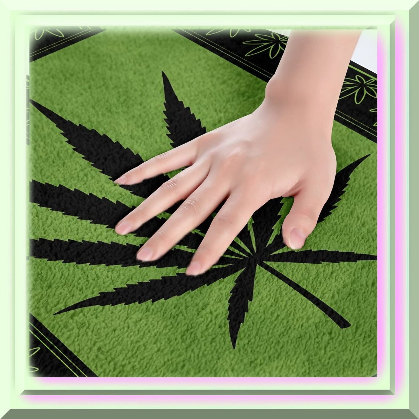 Marijuana Leaf Shaggy Absorbent Floor Mat 20"x32"