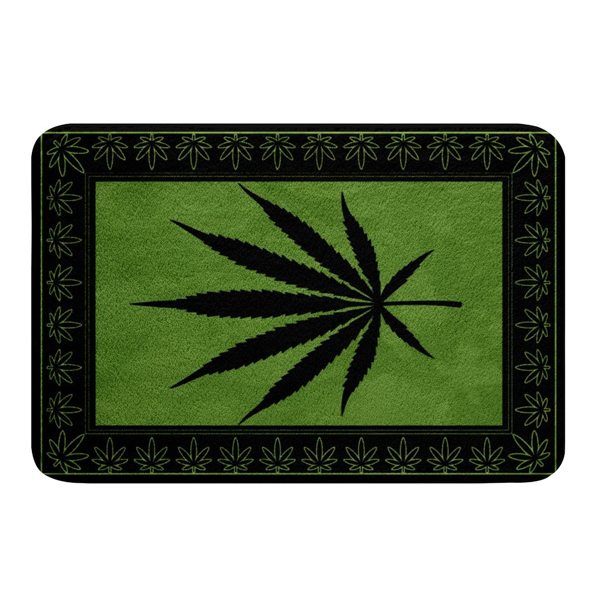 Marijuana Leaf Shaggy Absorbent Floor Mat 20"x32"