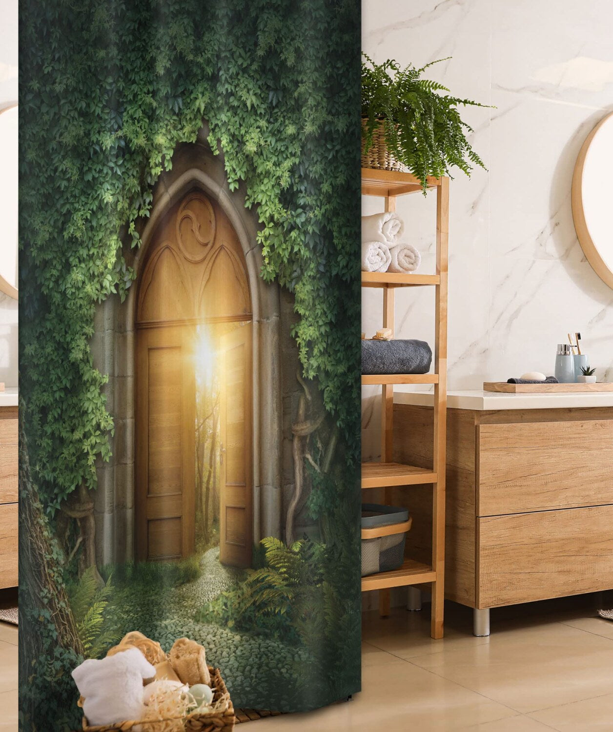 Fantasy Stall Shower Curtain 36x72 Green Brown