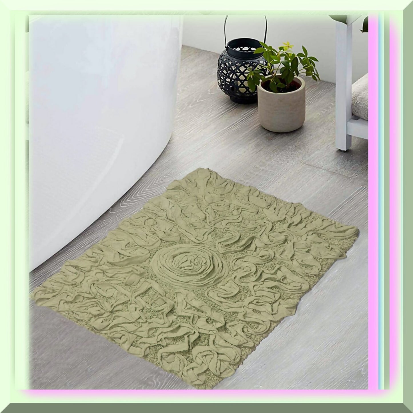 100% Cotton Bath Rug 17x24 Green