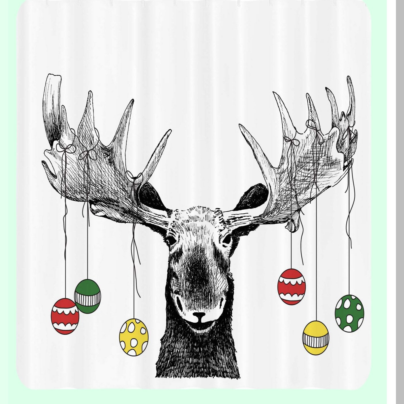 Moose Xmas Ornaments Shower Curtain 69x84 inches