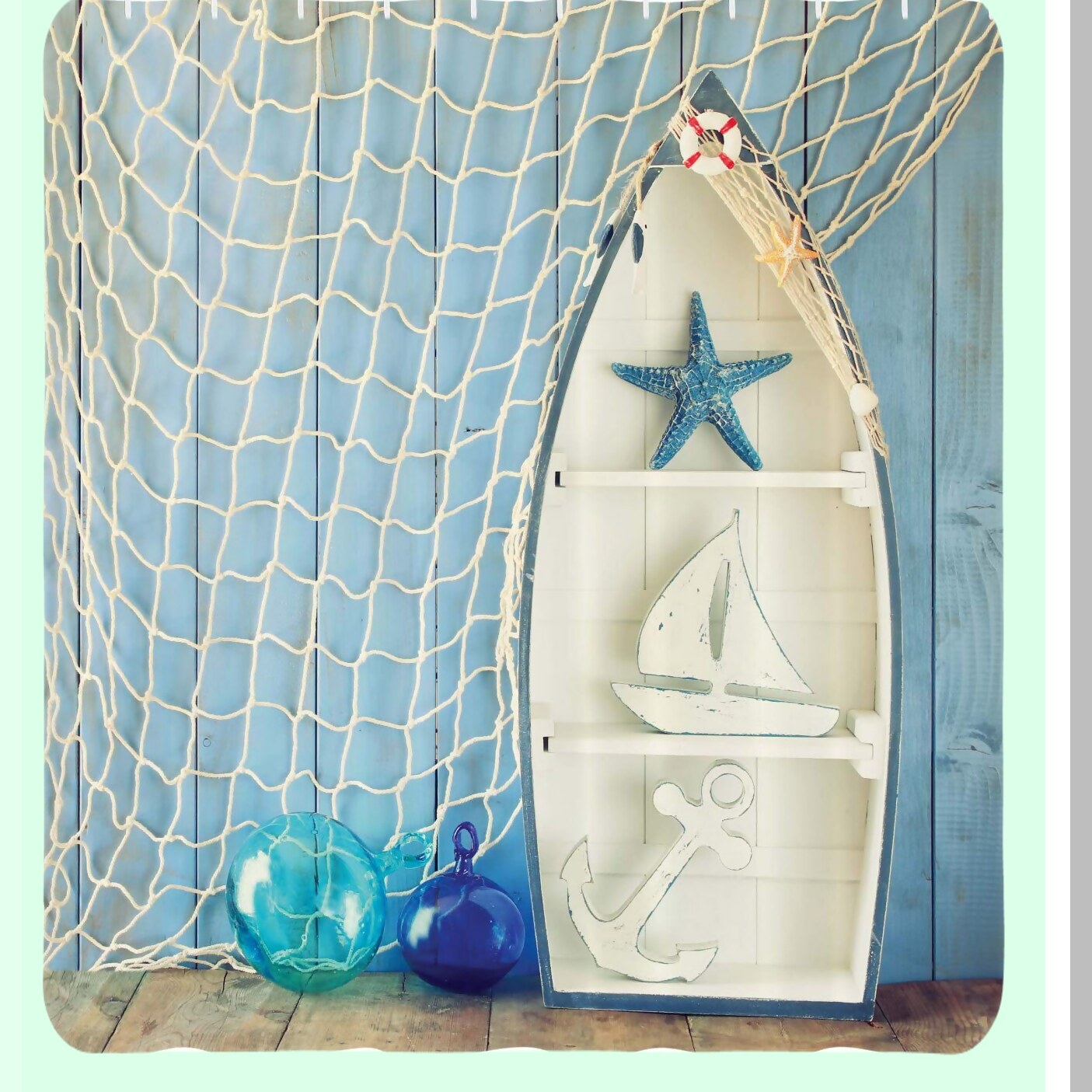 Nautical Sea Objects Shower Curtain 69x84 inches