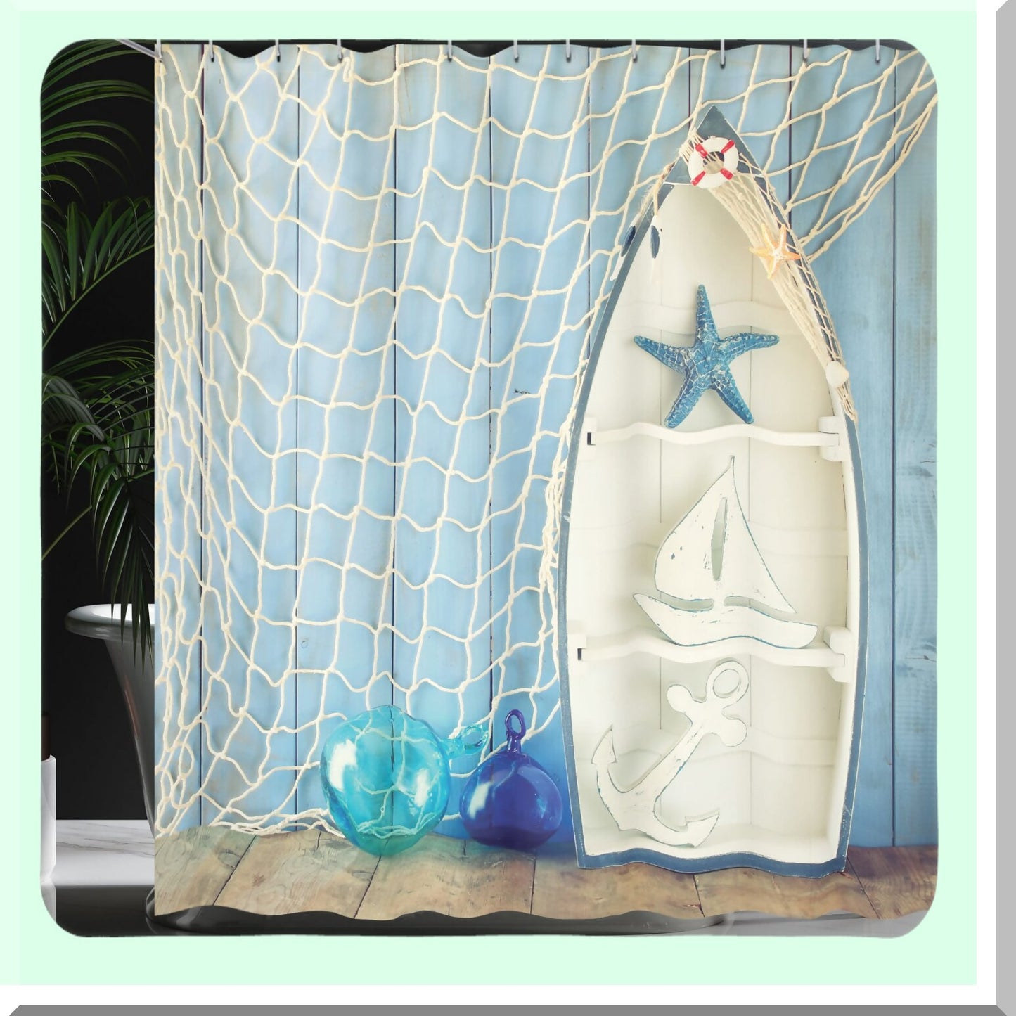 Nautical Sea Objects Shower Curtain 69x84 inches