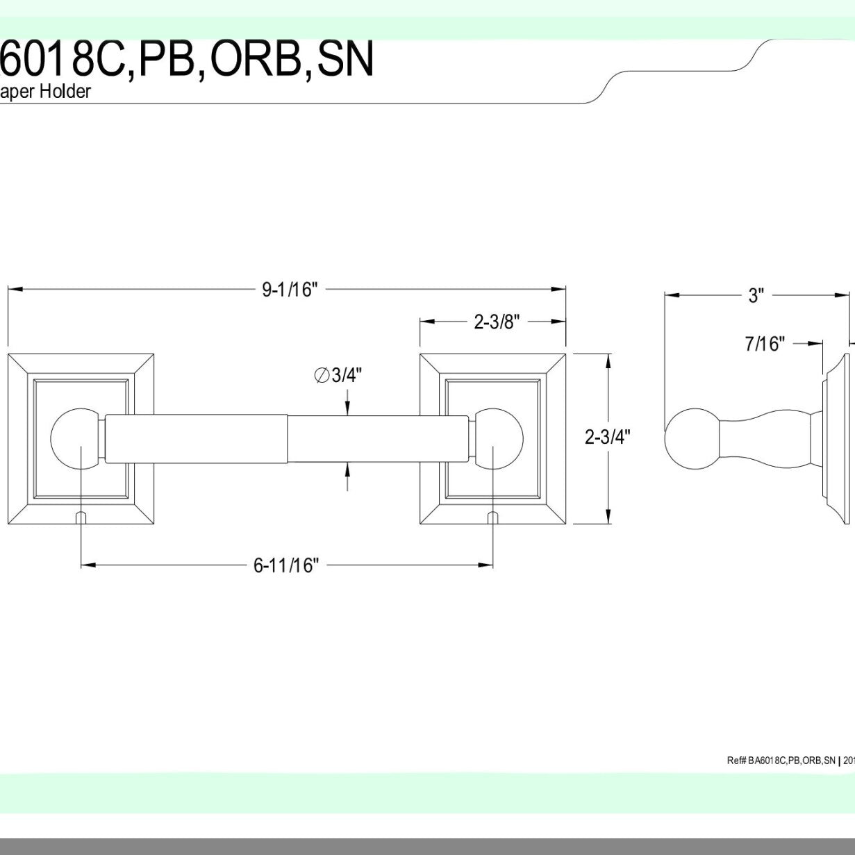 Millennium Tet Paper Holder 9.06" Rubbed Bronze