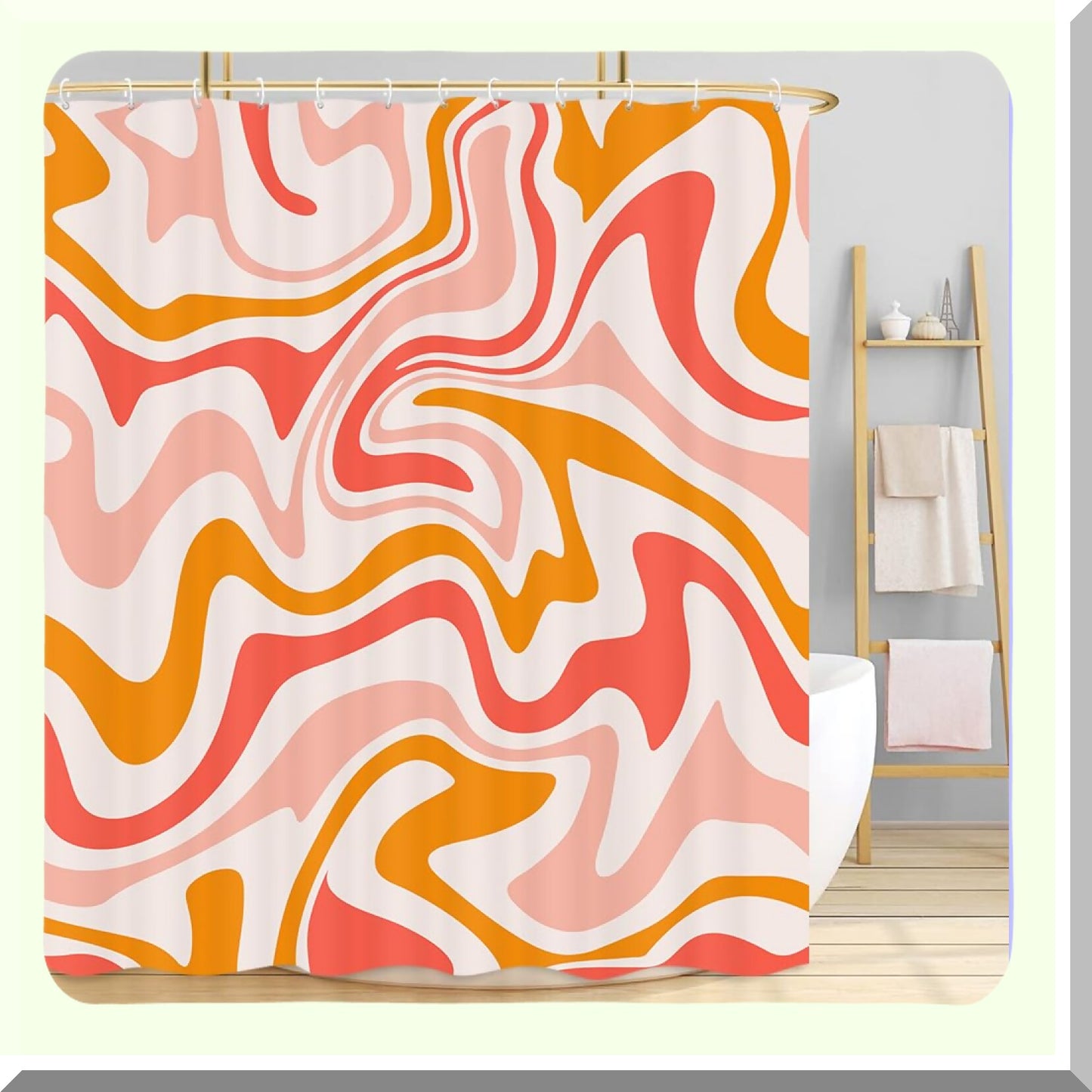 Orange Shower Curtain 72x72in with Hooks