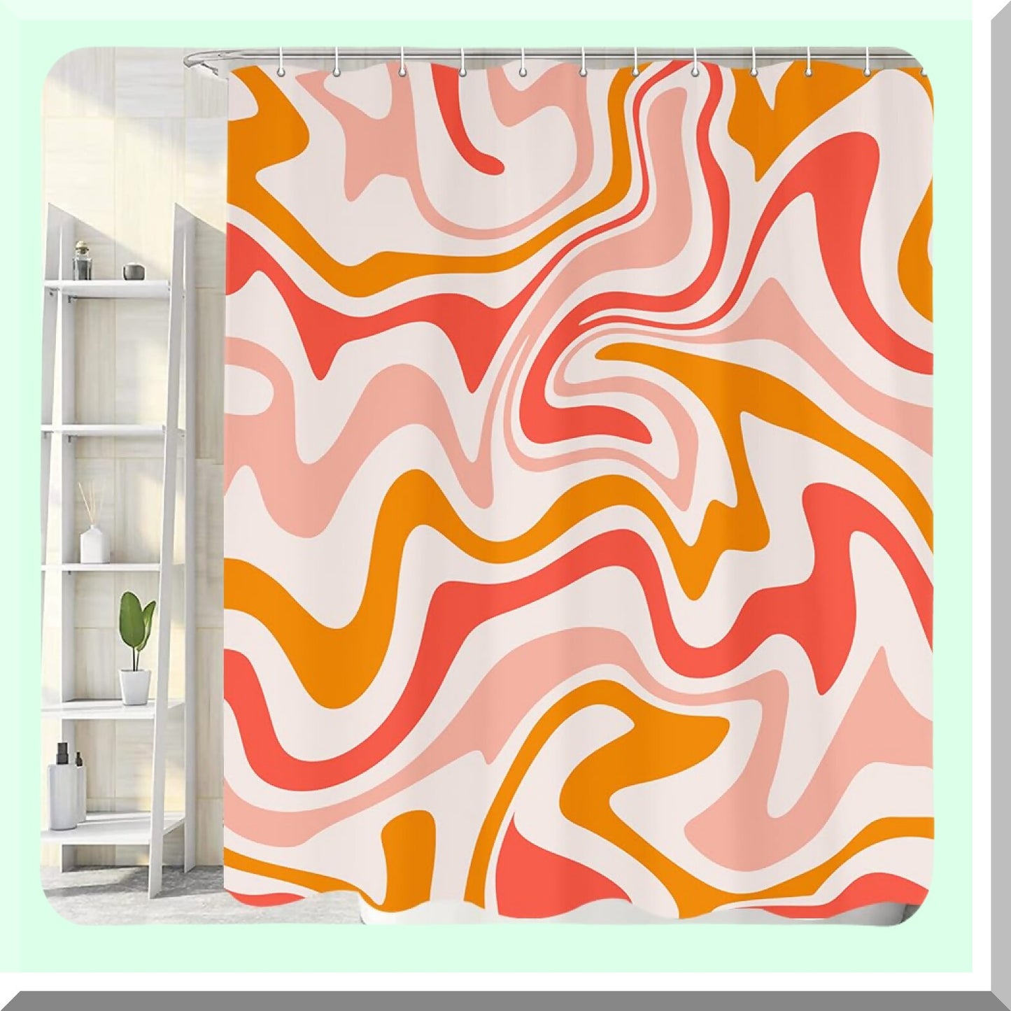 Orange Shower Curtain 72x72in with Hooks