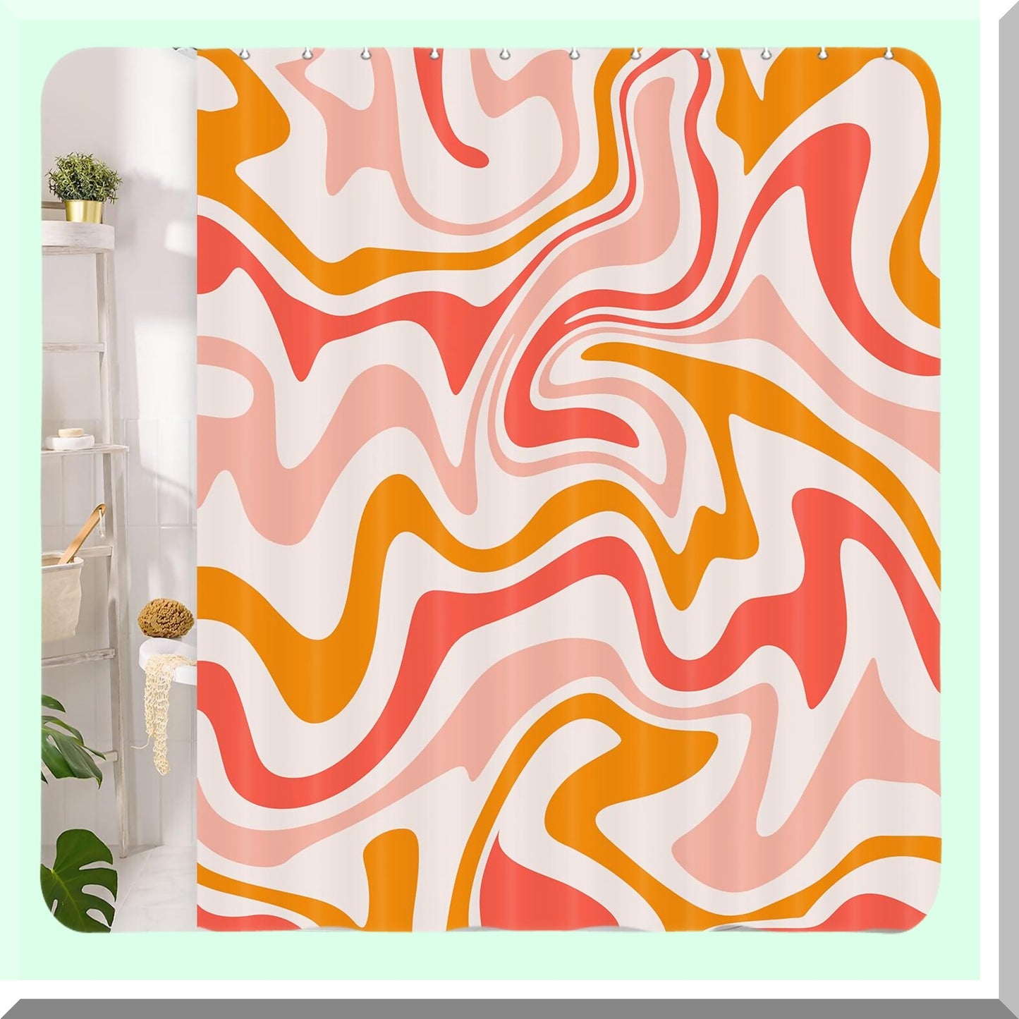 Orange Shower Curtain 72x72in with Hooks