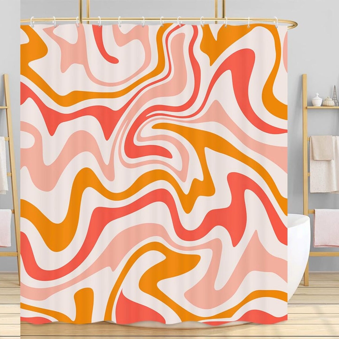 Orange Shower Curtain 72x72in with Hooks