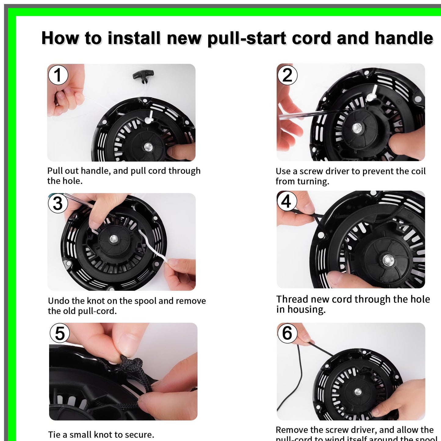 Recoil Starter Pull Cord Handle for Lawn Equipment and Small Engines